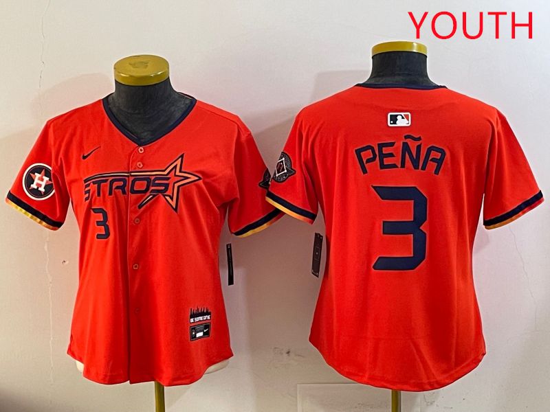 Youth Houston Astros Blank #3 Pena Three generations Joint Name 2025 Nike MLB Jersey style 11